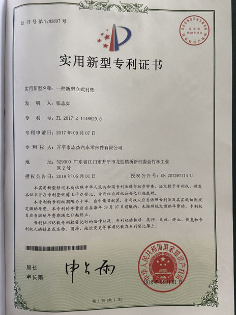 China Kaiping Zhijie Auto Parts Co., Ltd. Certificações